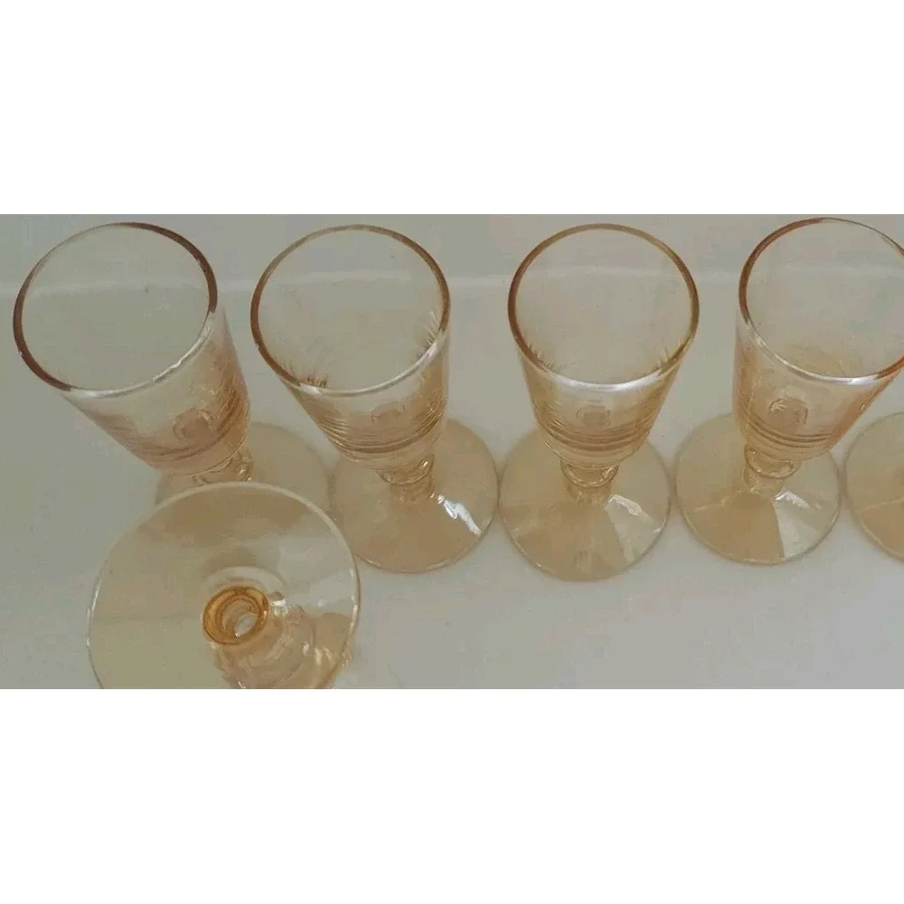 Sherry Cordial Glasses Set Gold Yellow Set Of Five